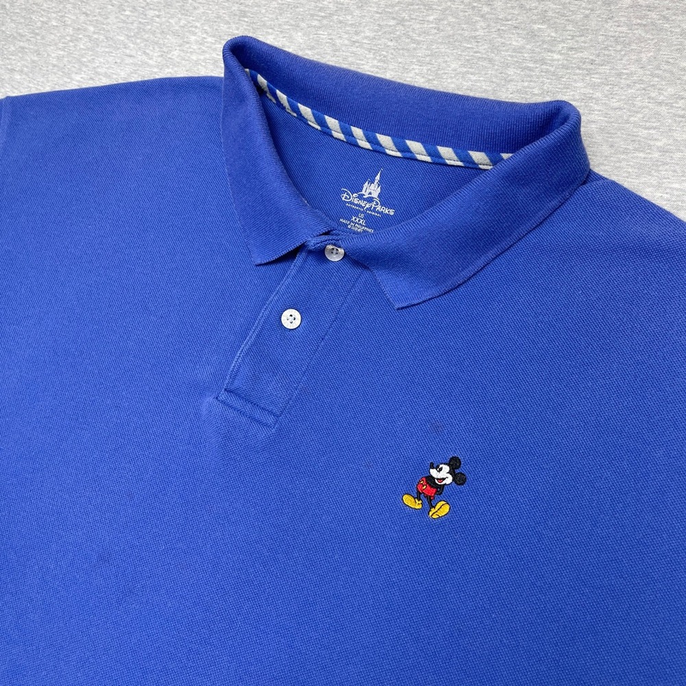 Disney Parks Polo Shirt Mens XXXL 3XL Royal Blue Embroidered Mickey Mouse EUC
